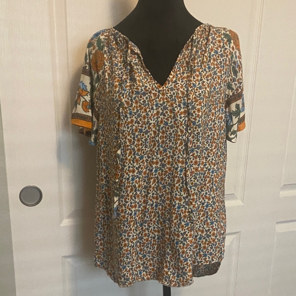 Chic Multicolor V-Neck Women's Blouse